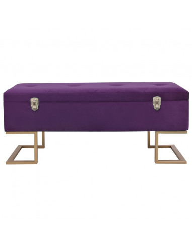 Panca con Vano Portaoggetti 105 cm Viola in Velluto