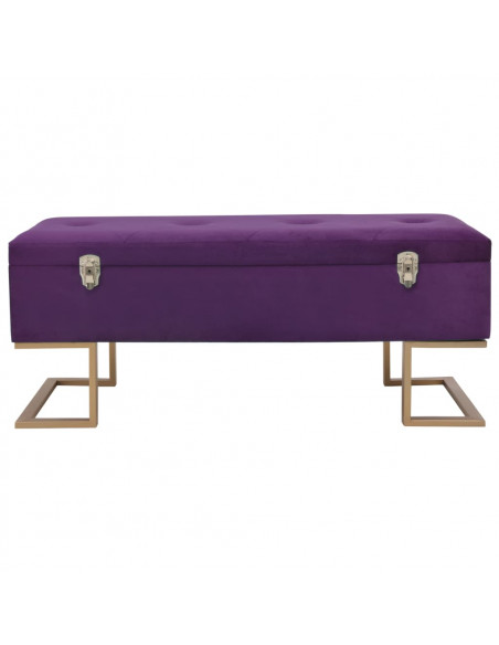 Panca con Vano Portaoggetti 105 cm Viola in Velluto