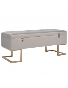Panca con Vano Portaoggetti 105 cm Grigio in Velluto 2