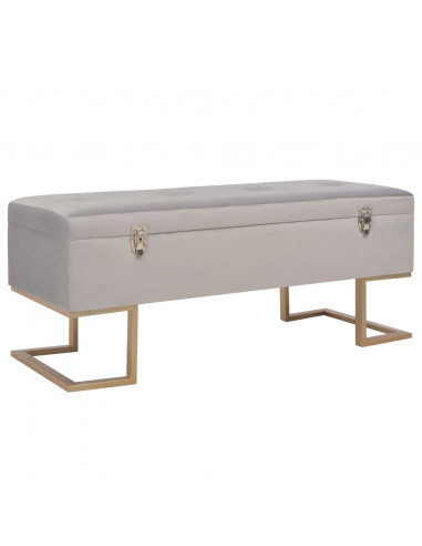 Panca con Vano Portaoggetti 105 cm Grigio in Velluto