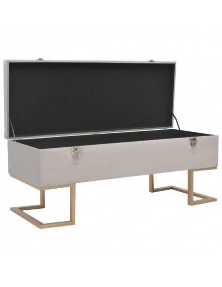 Panca con Vano Portaoggetti 105 cm Grigio in Velluto