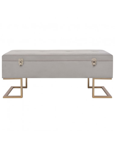 Panca con Vano Portaoggetti 105 cm Grigio in Velluto
