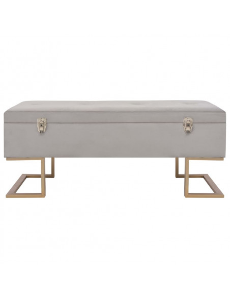 Panca con Vano Portaoggetti 105 cm Grigio in Velluto