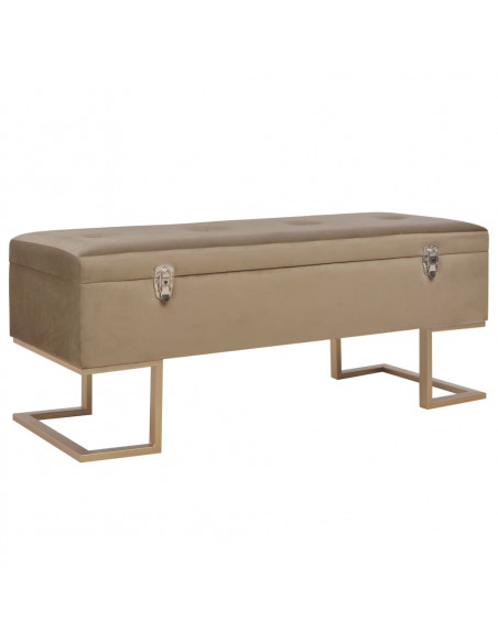 Panca con Vano Portaoggetti 105 cm Beige in Velluto