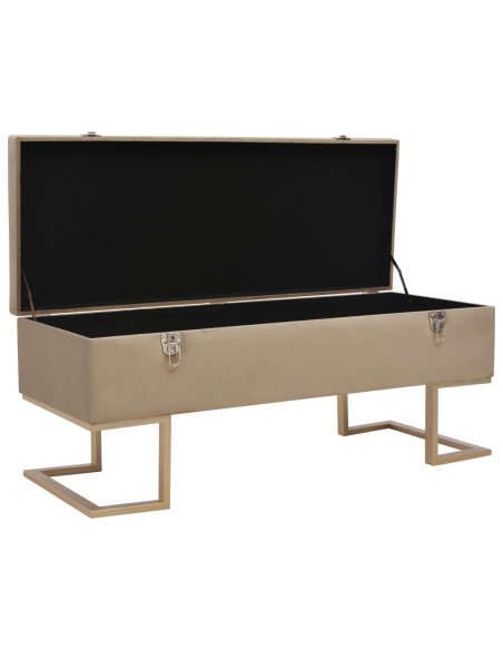 Panca con Vano Portaoggetti 105 cm Beige in Velluto