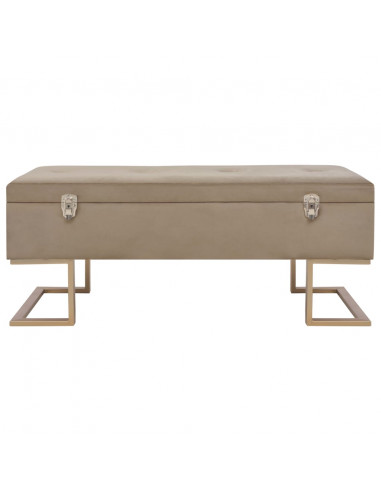 Panca con Vano Portaoggetti 105 cm Beige in Velluto