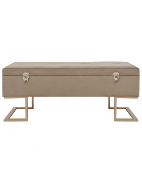 Panca con Vano Portaoggetti 105 cm Beige in Velluto