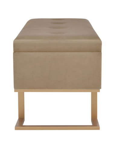 Panca con Vano Portaoggetti 105 cm Beige in Velluto