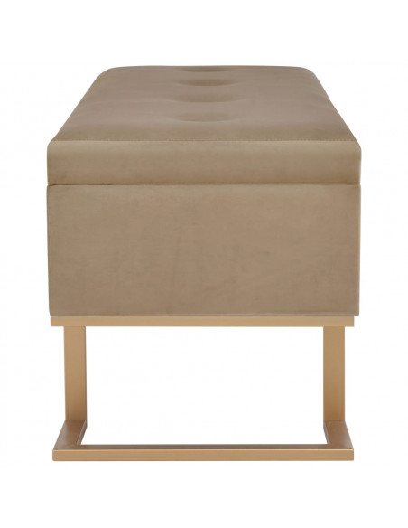 Panca con Vano Portaoggetti 105 cm Beige in Velluto