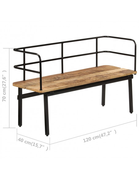 Panca 120x40x70 cm in Legno Massello di Mango