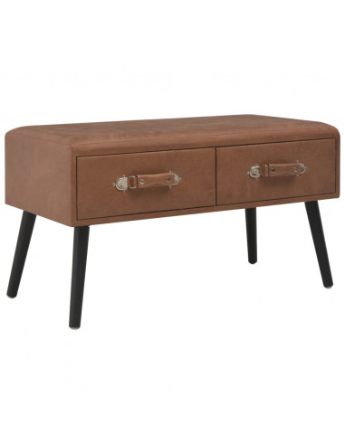 Panca con Cassetti 80 cm Marrone Scuro in Similpelle