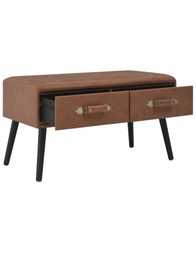 Panca con Cassetti 80 cm Marrone Scuro in Similpelle