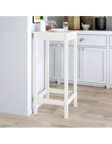 Tavolo da Bar Bianco 50x50x110 cm in Legno Massello di Pino