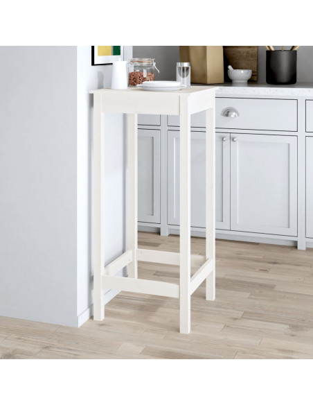 Tavolo da Bar Bianco 50x50x110 cm in Legno Massello di Pino