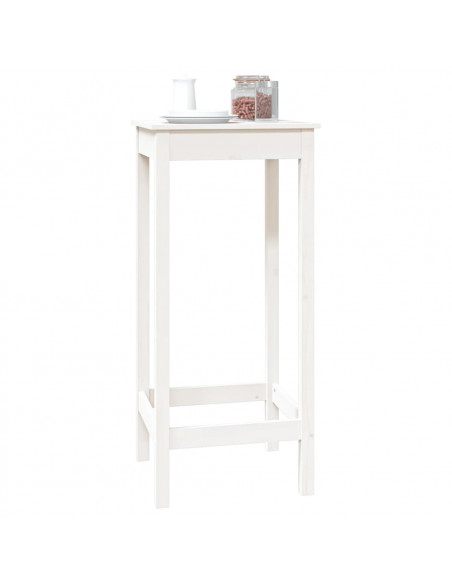 Tavolo da Bar Bianco 50x50x110 cm in Legno Massello di Pino