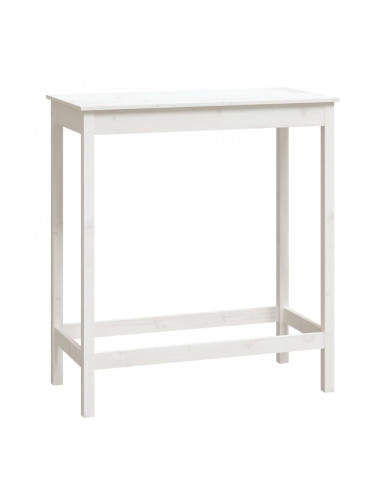 Tavolo da Bar Bianco 100x50x110 cm in Legno Massello di Pino