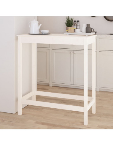 Tavolo da Bar Bianco 100x50x110 cm in Legno Massello di Pino