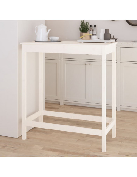 Tavolo da Bar Bianco 100x50x110 cm in Legno Massello di Pino
