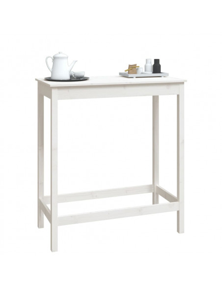 Tavolo da Bar Bianco 100x50x110 cm in Legno Massello di Pino