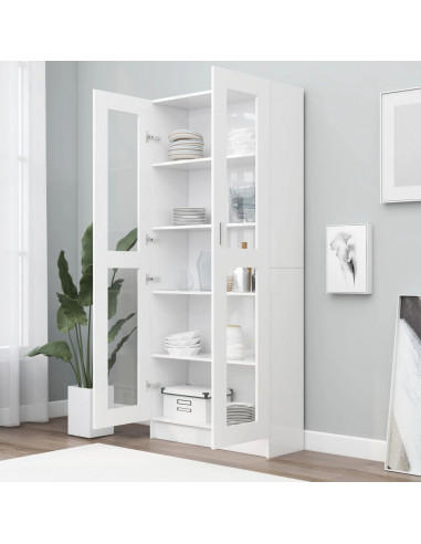 Armadietto Vetrina Bianco 82,5x30,5x185,5 cm Legno Multistrato