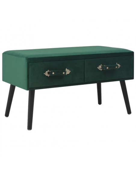Panca con Cassetti 80 cm Verde in Velluto