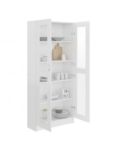 Armadietto Vetrina Bianco 82,5x30,5x185,5 cm Legno Multistrato