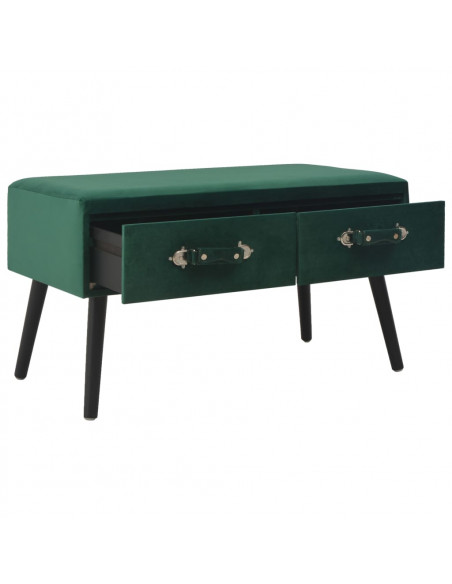 Panca con Cassetti 80 cm Verde in Velluto