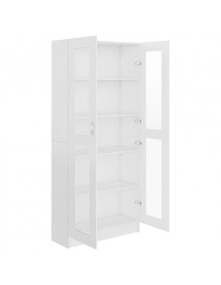 Armadietto Vetrina Bianco 82,5x30,5x185,5 cm Legno Multistrato