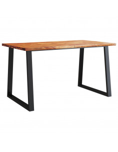 Tavolo da Pranzo Bordi Vivi 140x80x75 cm Legno Massello Acacia 2