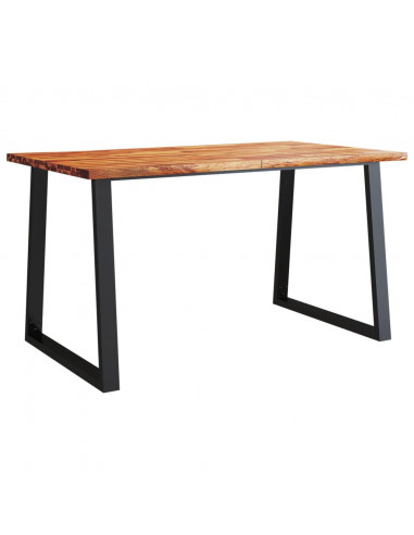 Tavolo da Pranzo Bordi Vivi 140x80x75 cm Legno Massello Acacia