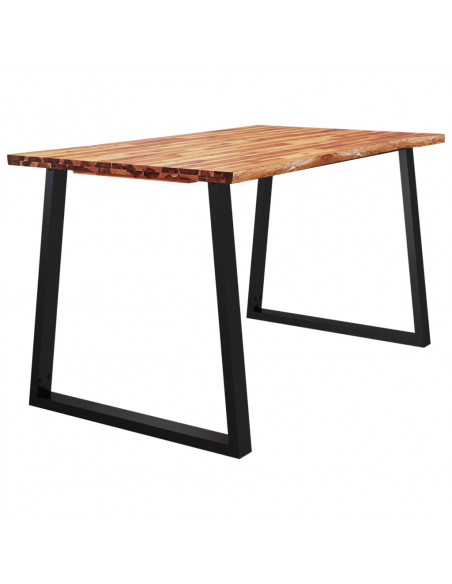 Tavolo da Pranzo Bordi Vivi 140x80x75 cm Legno Massello Acacia