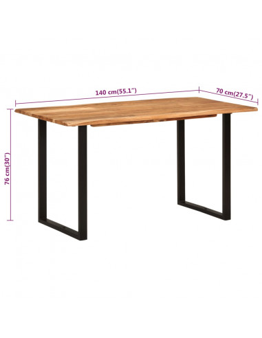 Tavolo da Pranzo 140x70x76 cm in Legno Massello di Acacia