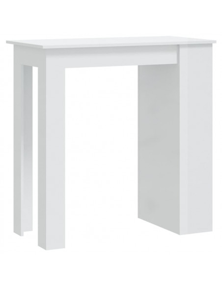 Tavolo da Bar con Portaoggetti Bianco Lucido 102x50x103,5 cm