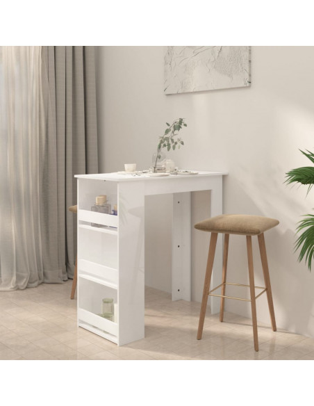Tavolo da Bar con Portaoggetti Bianco Lucido 102x50x103,5 cm