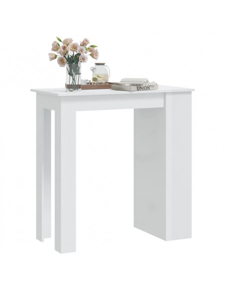 Tavolo da Bar con Portaoggetti Bianco Lucido 102x50x103,5 cm