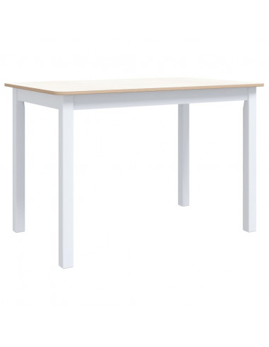 Tavolo da Pranzo Bianco Marrone 114x71x75cm Massello di Hevea