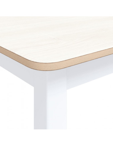 Tavolo da Pranzo Bianco Marrone 114x71x75cm Massello di Hevea