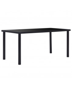 Tavolo da Pranzo Nero 160x80x75 cm in Vetro Temperato 2