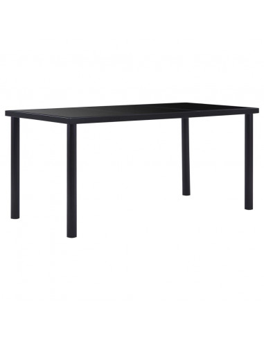 Tavolo da Pranzo Nero 160x80x75 cm in Vetro Temperato