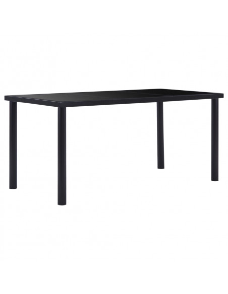 Tavolo da Pranzo Nero 160x80x75 cm in Vetro Temperato