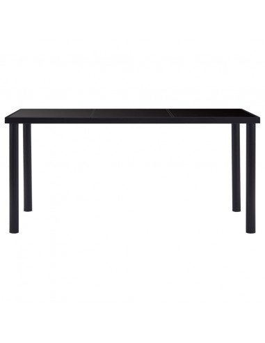 Tavolo da Pranzo Nero 160x80x75 cm in Vetro Temperato