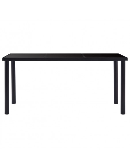 Tavolo da Pranzo Nero 160x80x75 cm in Vetro Temperato