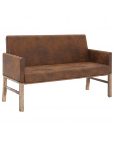 Panca con Braccioli 140 cm Marrone in Similpelle Scamosciata 2