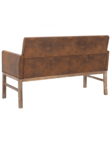 Panca con Braccioli 140 cm Marrone in Similpelle Scamosciata