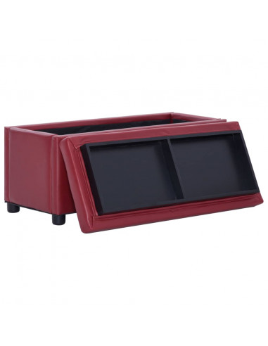 Cassapanca 87,5 cm Rosso Vino in Similpelle