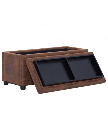 Cassapanca 87,5 cm Marrone in Similpelle Scamosciata