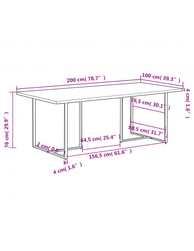 Tavolo da Pranzo 200 cm in Legno di Mango Grezzo