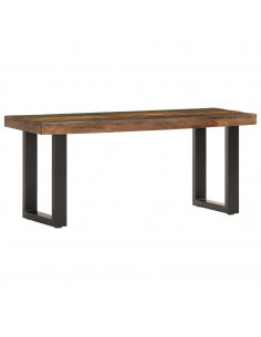 Panca 110 cm in Legno Massello di Recupero e Acciaio 2