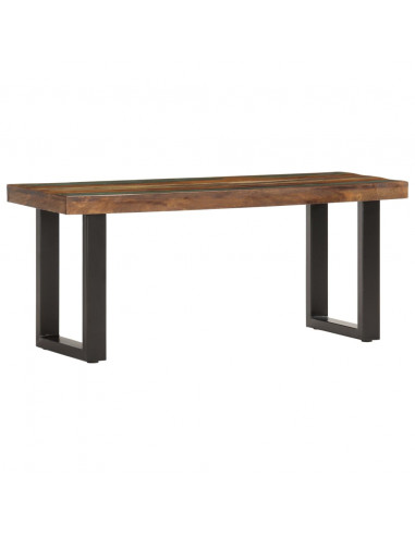 Panca 110 cm in Legno Massello di Recupero e Acciaio