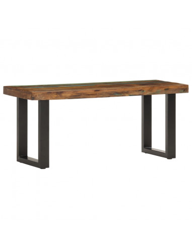 Panca 110 cm in Legno Massello di Recupero e Acciaio